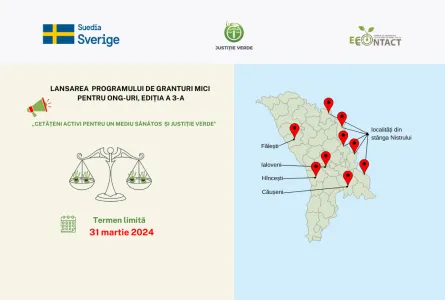 Lansarea apelului de concurs, ediția a treia, în cadrul programului de granturi mici pentru ONG-uri: ”Cetățeni activi pentru un mediu sănătos și justiție verde”