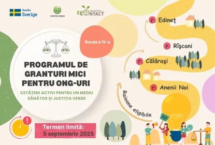 EcoContact lansează Programul de granturi pentru ONG-uri care susțin inițiative locale în domeniul justiției de mediu în raioanele Edineț, Rîșcani, Călărași și Anenii Noi