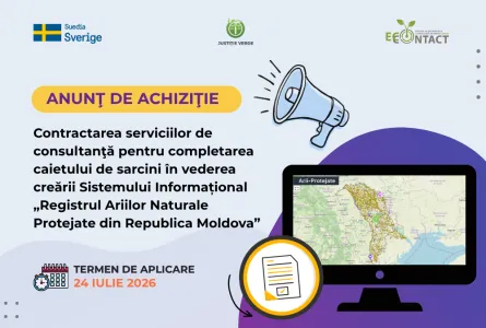 Anunț privind contractarea serviciilor de consultanţă pentru completarea caietului de sarcini în vederea creării Sistemului Informațional „Registrul Ariilor Naturale Protejate din Republica Moldova”