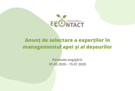 Anunț de selectare a experților în managementul apei și al deșeurilor