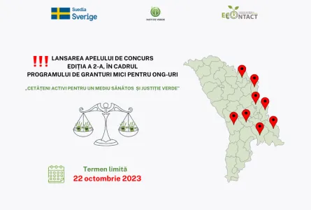 Lansarea apelului de concurs, ediția a 2-a  în cadrul Programului de granturi mici pentru ONG-uri „Cetățeni activi pentru un mediu sănătos și Justiție verde”