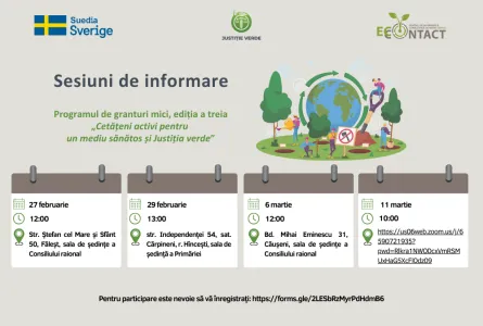Sesiuni de informare: Programul de granturi mici „Cetățeni activi pentru un mediu sănătos și Justiția verde”, ediția a treia