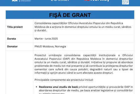 Consolidarea capacităților OAP de a acționa în domeniul dreptuluiomului la un mediu curat, sănătos și durabil